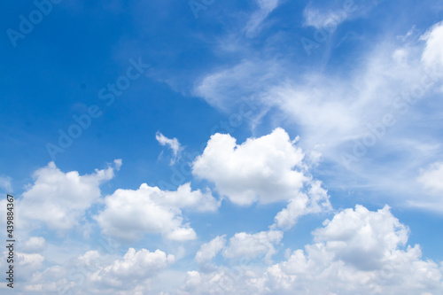 Clear blue color sky with white cloud background