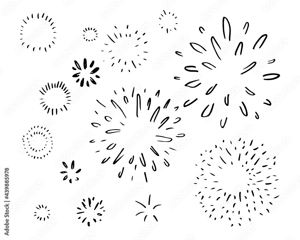 Obraz premium set of doodle starburst isolated on white background hand drawn from sunburst. design elements. vector illustration.