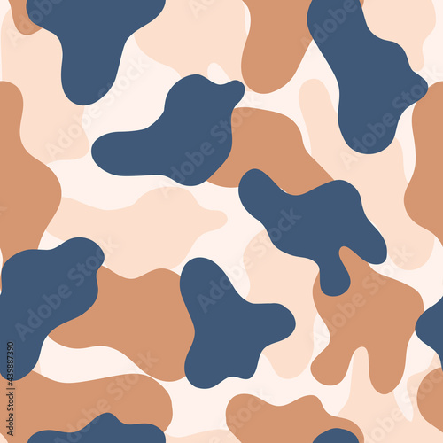 Modern abstract camouflage hand-drawn seamless pattern - for fabric, wrapping, textile, wallpaper, background.