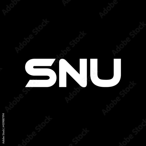 SNU letter logo design with black background in illustrator, vector logo modern alphabet font overlap style. calligraphy designs for logo, Poster, Invitation, etc.
