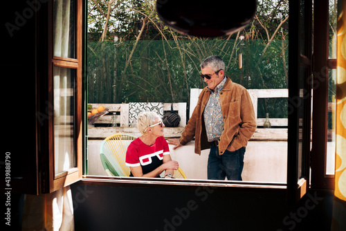 Middle age couple chatting