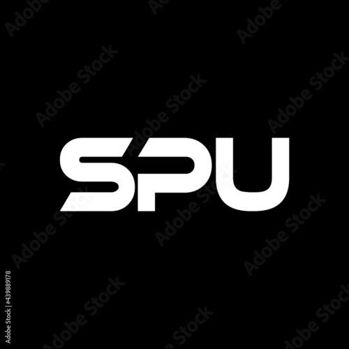 SPU letter logo design with black background in illustrator, vector logo modern alphabet font overlap style. calligraphy designs for logo, Poster, Invitation, etc.