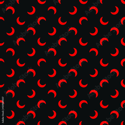Abstraction print crescent moon, red black pattern for printing clothes, paper, fabric. Fashionable texture. EPS