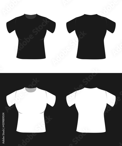 Mockup Plain Woman's T-Shirt Set Black White