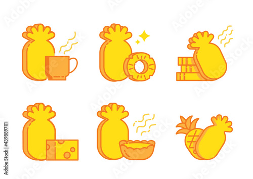 cheese tart icon set