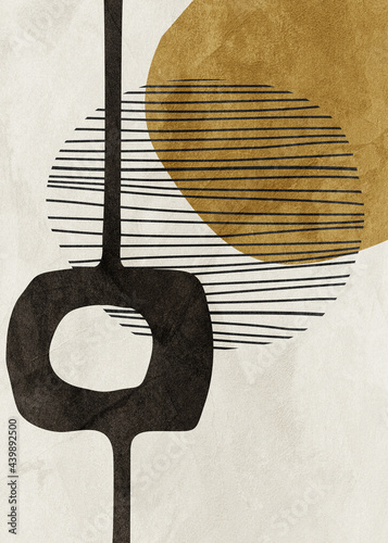 beautiful digital art of abstract and organic geometric shapes, beige, brown, black