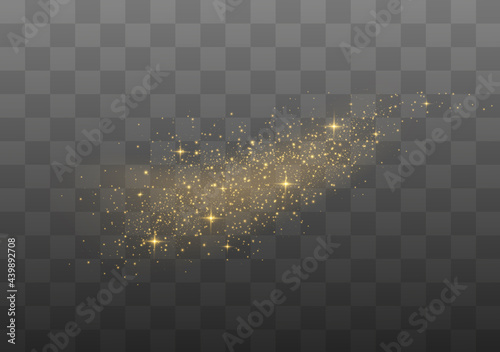 Dust sparks, golden stars shine special light.