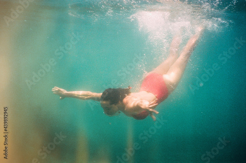 Diving underwater photo