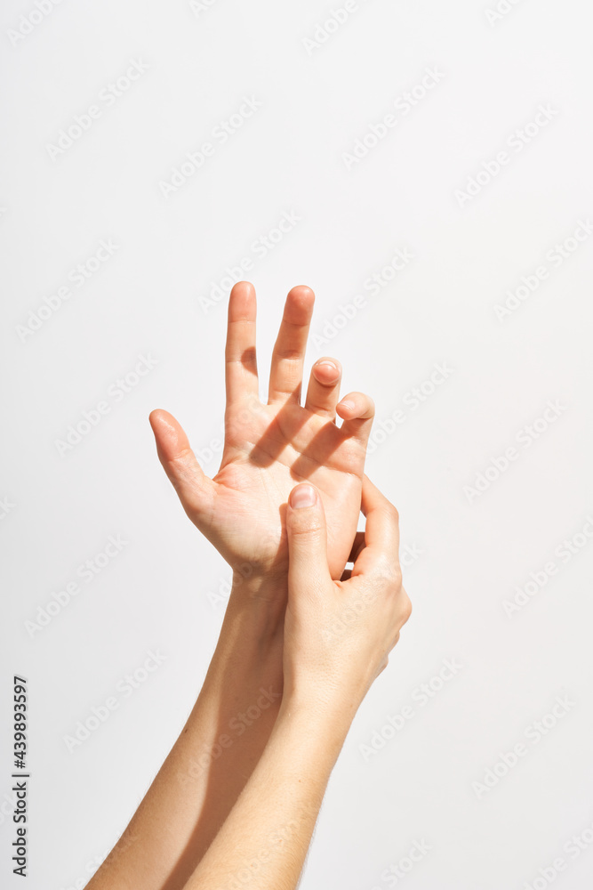 Skin care and cosmetology concept with female hands Skin care and cosmetology concept with female hands