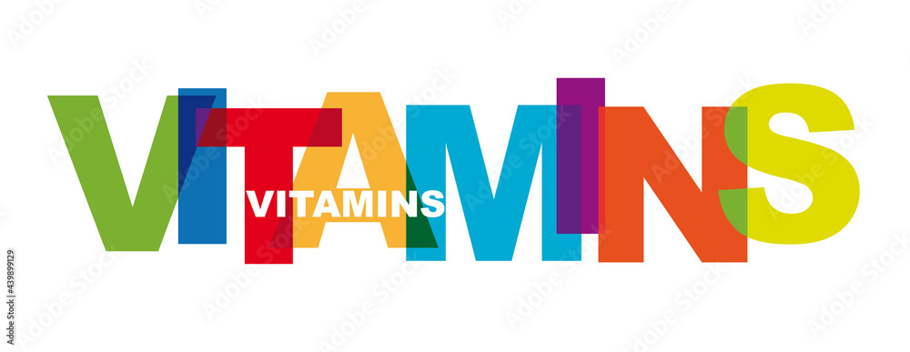 Vitamins - typography card, image with lettering
