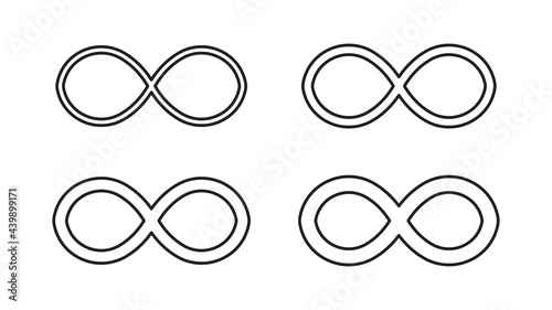 Infinity icons set isolated on white background. Repetitions or unlimited cycling. Vector illustration