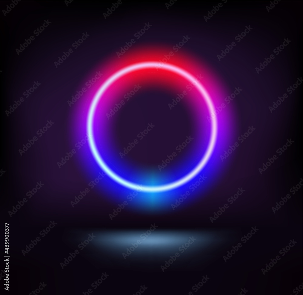 Obraz premium Dark stage with vibrant neon circle