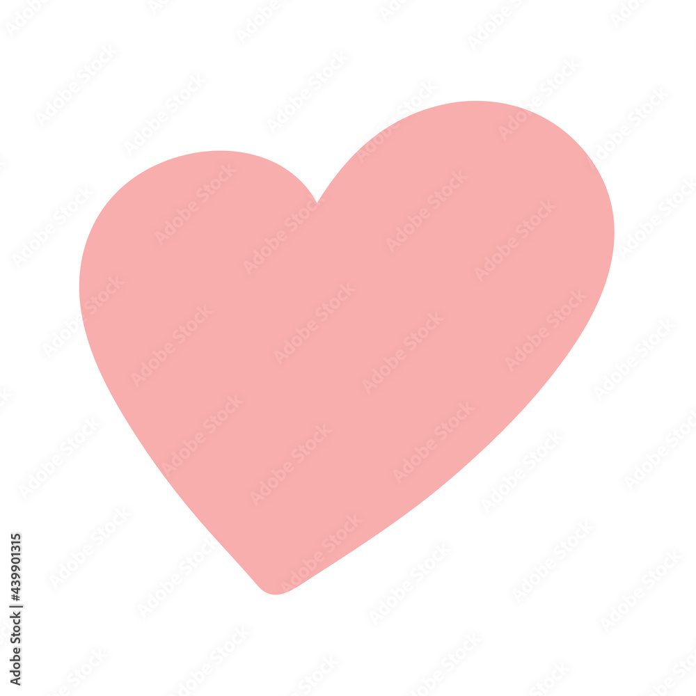 Hand-drawn pink heart. Romantic symbol of love and pleasant emotions. Simple icon. Isolated. Vector illustration
