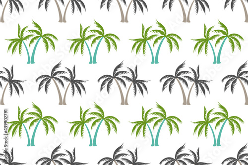 Fototapeta Naklejka Na Ścianę i Meble -  Coconut tropical palm tree summer seamless pattern