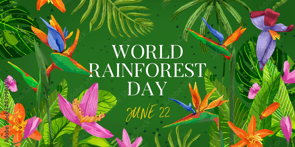World Rainforest Day. Colorful banner for social media, card, poster