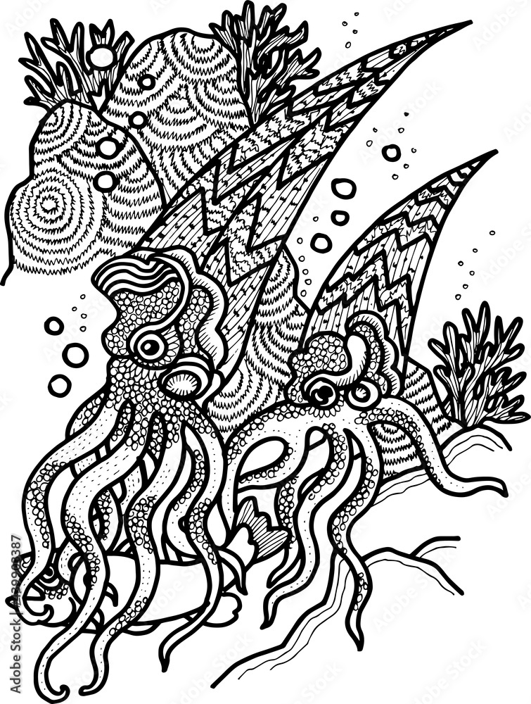 Fototapeta premium hand drawn vector illustration of a dinosaur