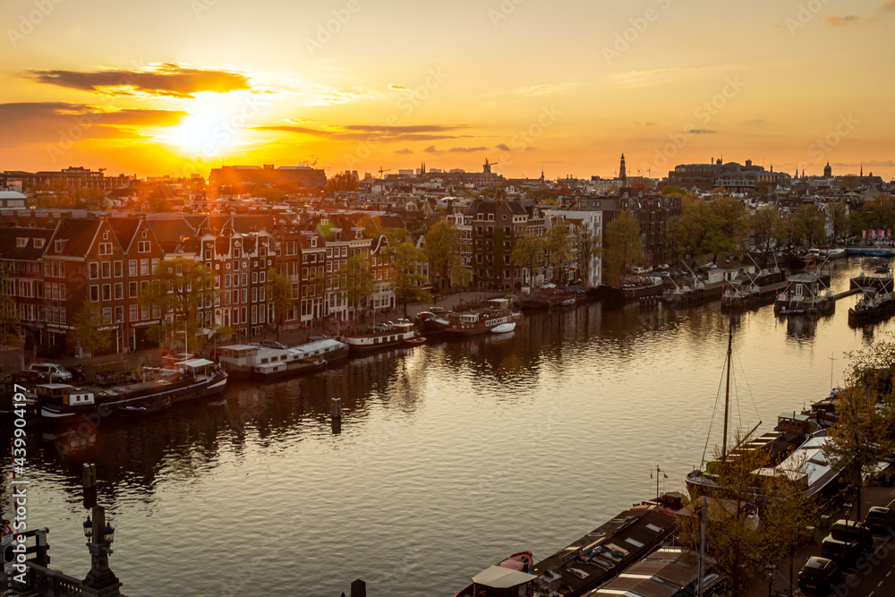 sunset over the river amstel 