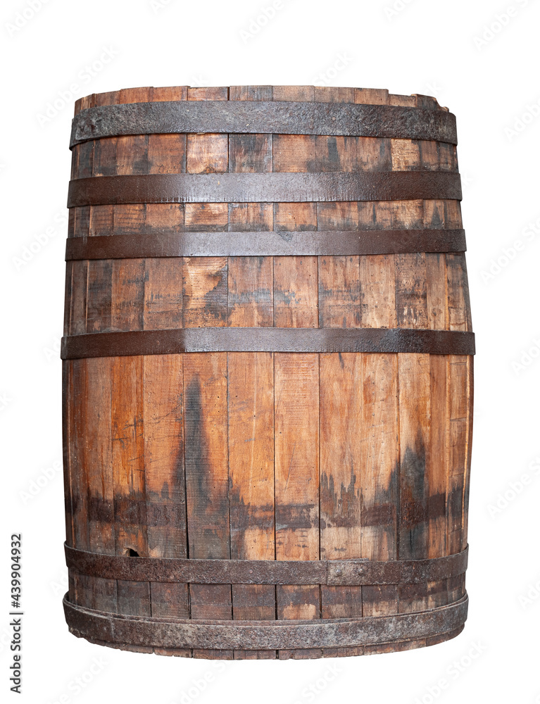 Obraz premium wooden old barrel isolated on white background