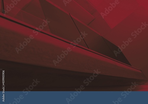 Composition of red tint over interior architecture detail in modern building