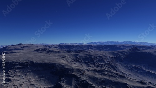 beautiful view from an exoplanet  a view from an alien planet  a computer-generated surface  a fantastic view of an unknown world  a fantasy world 3D render