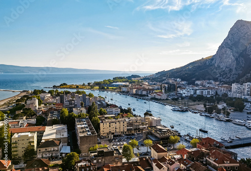 High angle view of coastal town of OmiÅ¡ in Croatia. photo