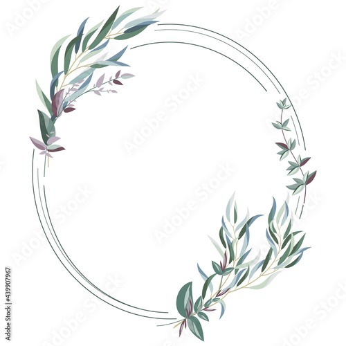 Oval frame with greenery