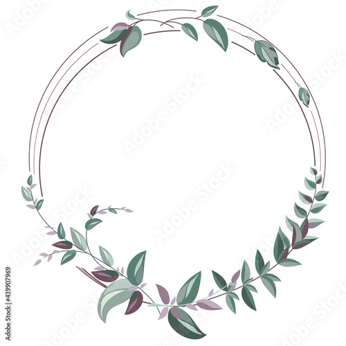Round frame with greenery elements