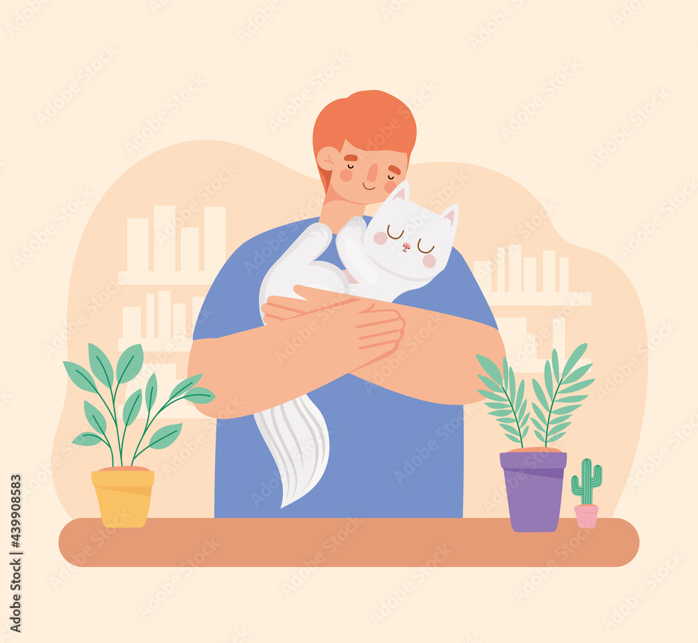 man hugging kitten man hugging kitten