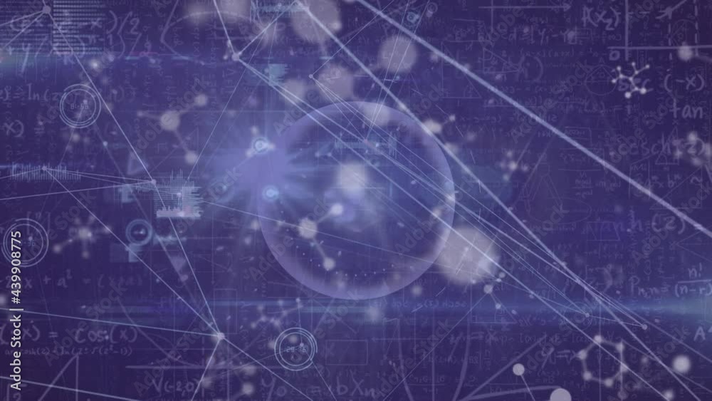 Animation of network of connections with molecules on purple background Animation of network of connections with molecules on purple background