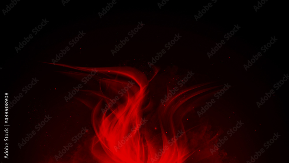 Magic red fire on isolated background. Perfect explosion effect for decoration and covering on black background. Concept burn flame and light texture overlays.