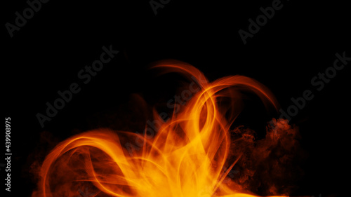 Magic fire on isolated background. Perfect explosion effect for decoration and covering on black background. Concept burn flame and light texture overlays.