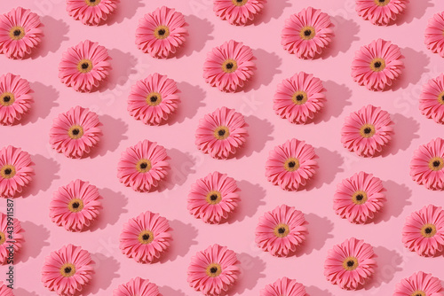 mosaic of pink gerbera daisies