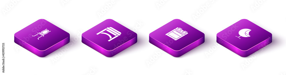Set Isometric Chair, , Oven and Armchair icon. Vector Set Isometric Chair, , Oven and Armchair icon. Vector
