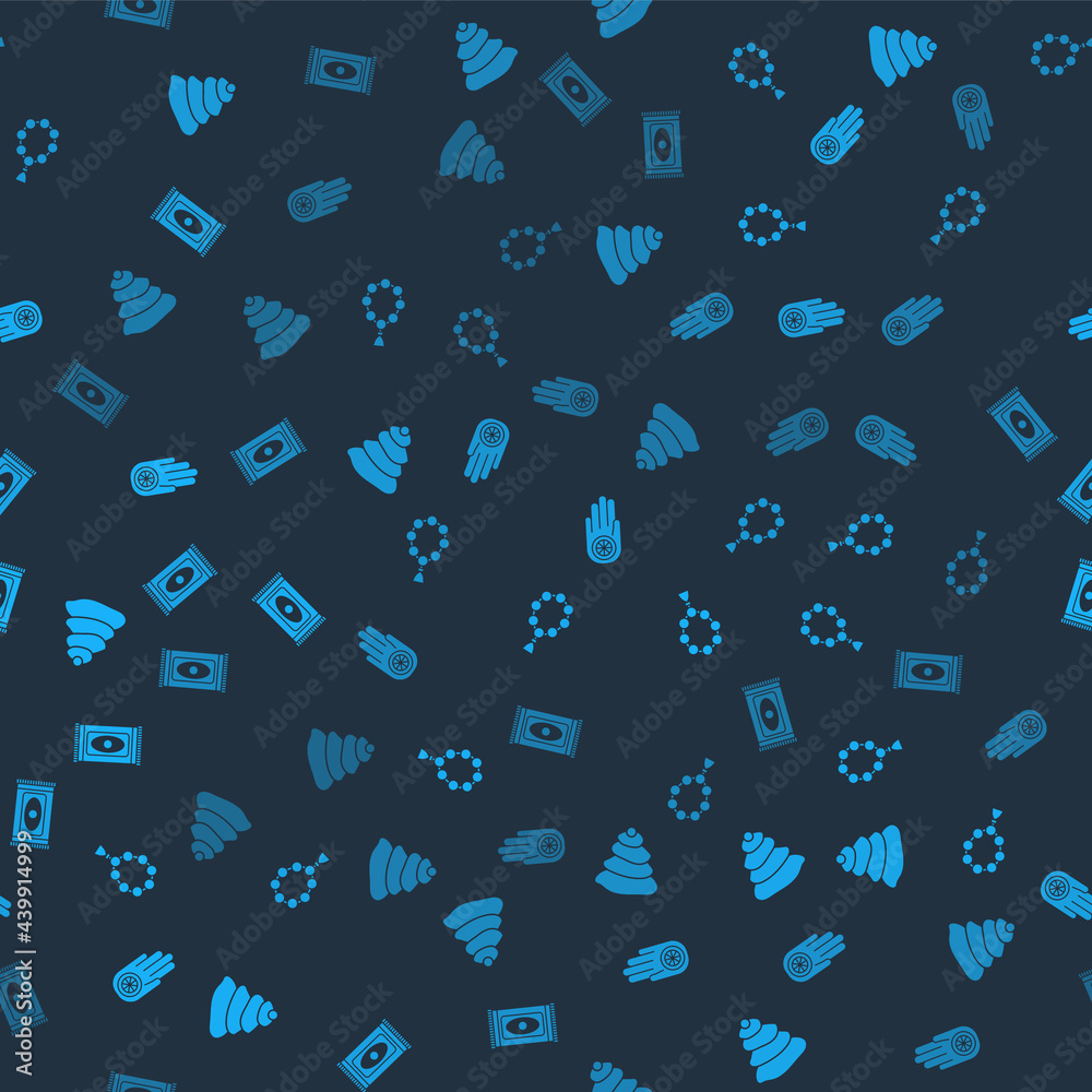 Set Stack hot stones, Rosary beads religion, Jainism or Jain Dharma and Traditional carpet on seamless pattern. Vector Set Stack hot stones, Rosary beads religion, Jainism or Jain Dharma and Traditional carpet on seamless pattern. Vector