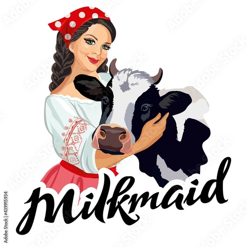 Milkmaid girl - vector illustration