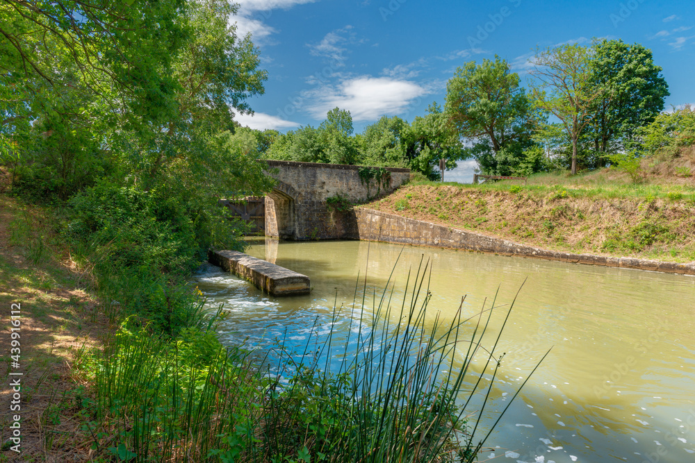 The scenic view of the Ecluse Saint Martin on the Canal du Midi, in the South of France