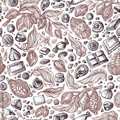 Chocolate pattern. Vector graphic seamless sketch