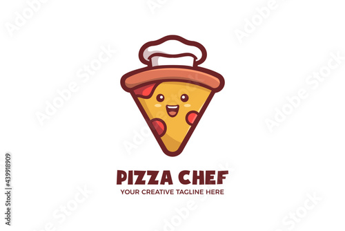 Pizza Chef Italian Food Cartoon Mascot Logo Template