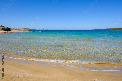 Xifara beach  a small and quiet beach located in Naoussa Bay on Paros island  Cyclades  Greece