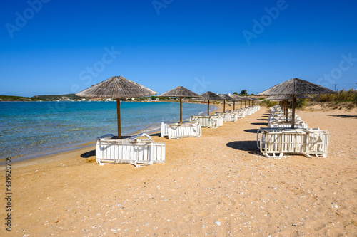 Xifara beach  a small and quiet beach located in Naoussa Bay on Paros island  Cyclades  Greece