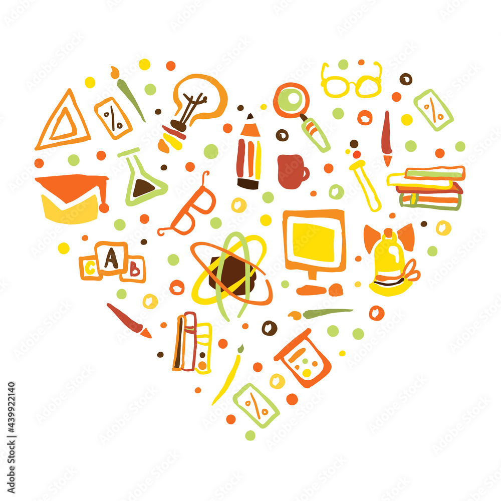 Education Banner Template with School and Education Supplies Seamless Pattern of Heart Shape Vector Illustration Education Banner Template with School and Education Supplies Seamless Pattern of Heart Shape Vector Illustration