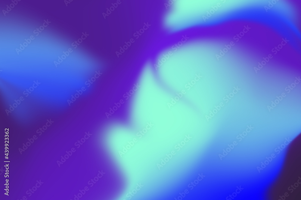 Abstract illustration in neon blue, purple colors with blurred shapes for design, wallpaper, background, layout, brochures, posters, patterns, textures, decor, textiles, fabrics, banners, templates