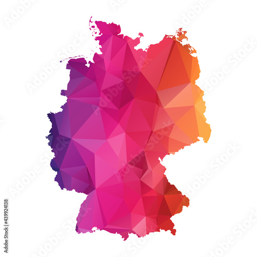 Abstract Polygon Map - Vector illustration Low Poly Color Rainbow Germany map of  isolated. Vector Illustration eps10.