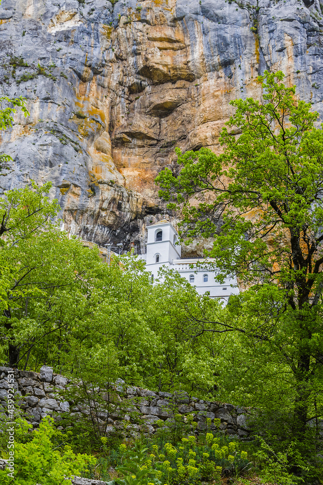 Monastery of Ostrog - monastery of Serbian Orthodox Church placed against an almost vertical rock of Ostroska Greda, Montenegro, Europe. It dedicated to Saint Basil of Ostrog. 