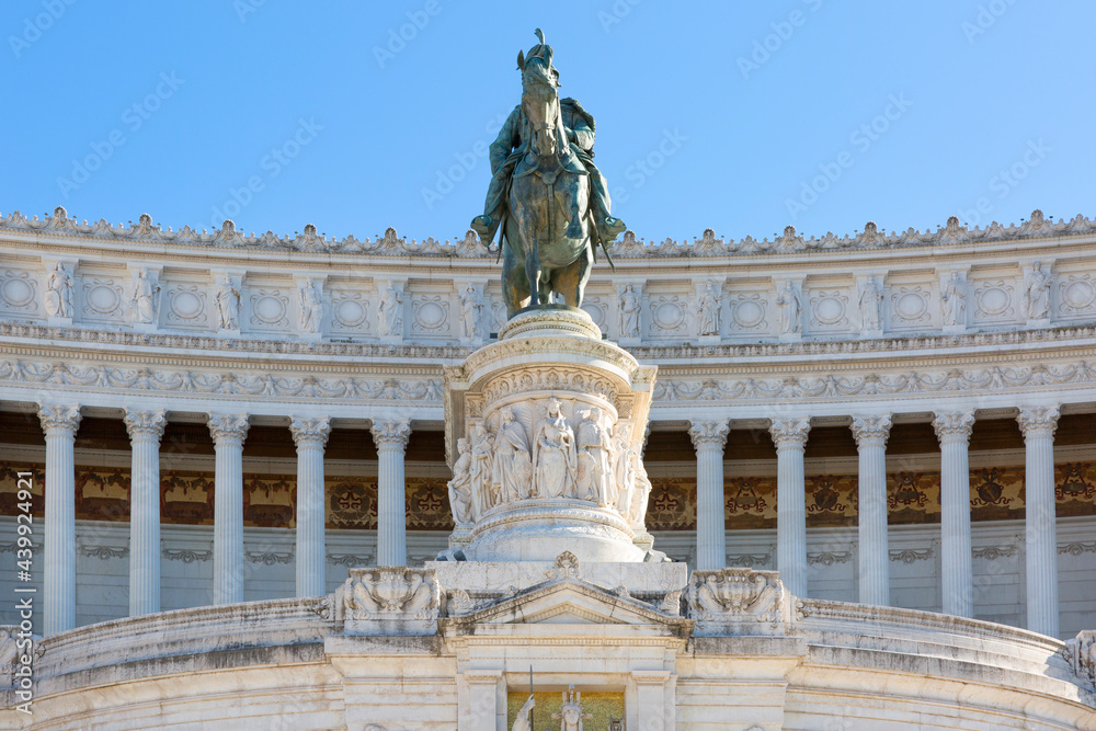 The equestrian statue of Victor Emmanuel II, Victor Emmanuel II Monument on Venetian Square, Rome, Italy