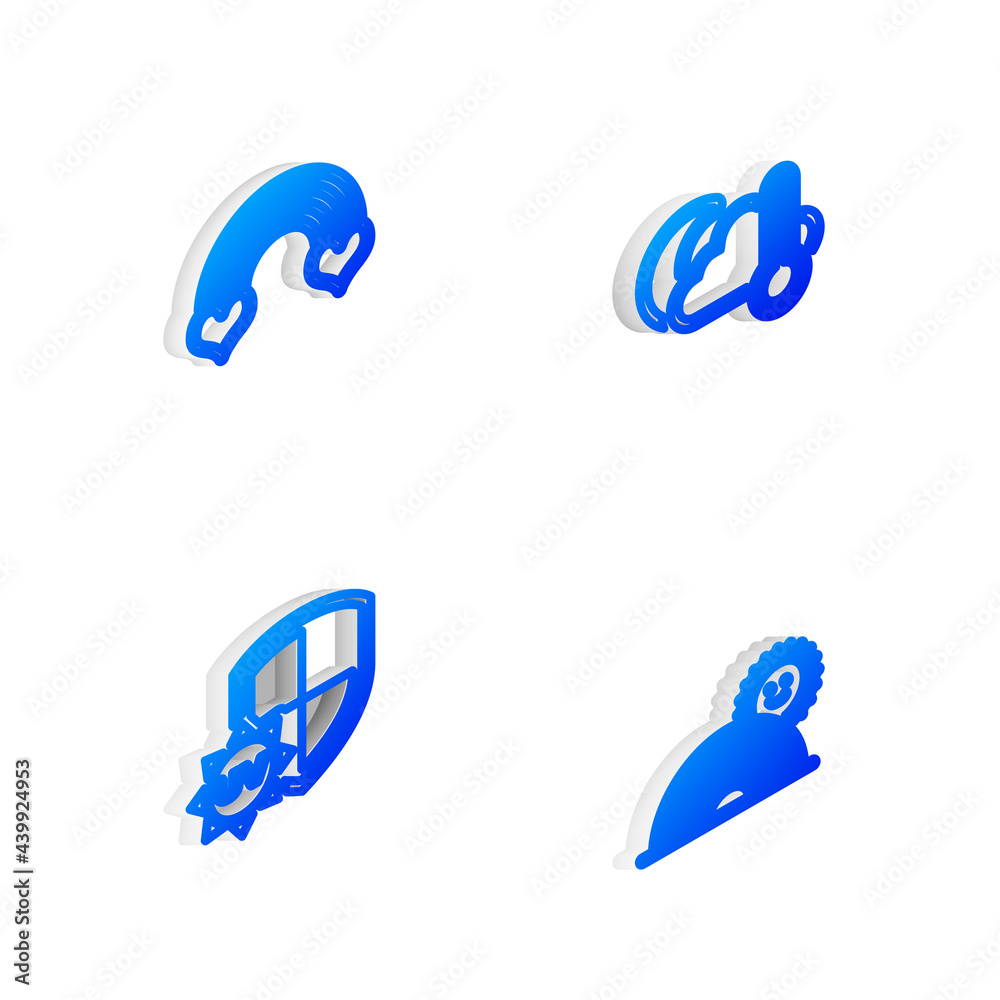 Set Isometric line Thermometer and cloud, moon, Rainbow with heart, UV protection and sun icon. Vector Set Isometric line Thermometer and cloud, moon, Rainbow with heart, UV protection and sun icon. Vector