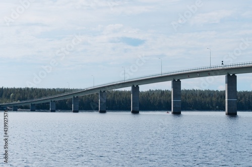 Concrete bridge over Lake Storsjön between the island of Frösön and the Rödön peninsula