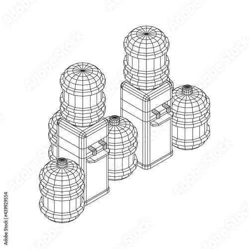 Water cooler with full bottle. Refreshment office concept. Wireframe low poly mesh vector illustration