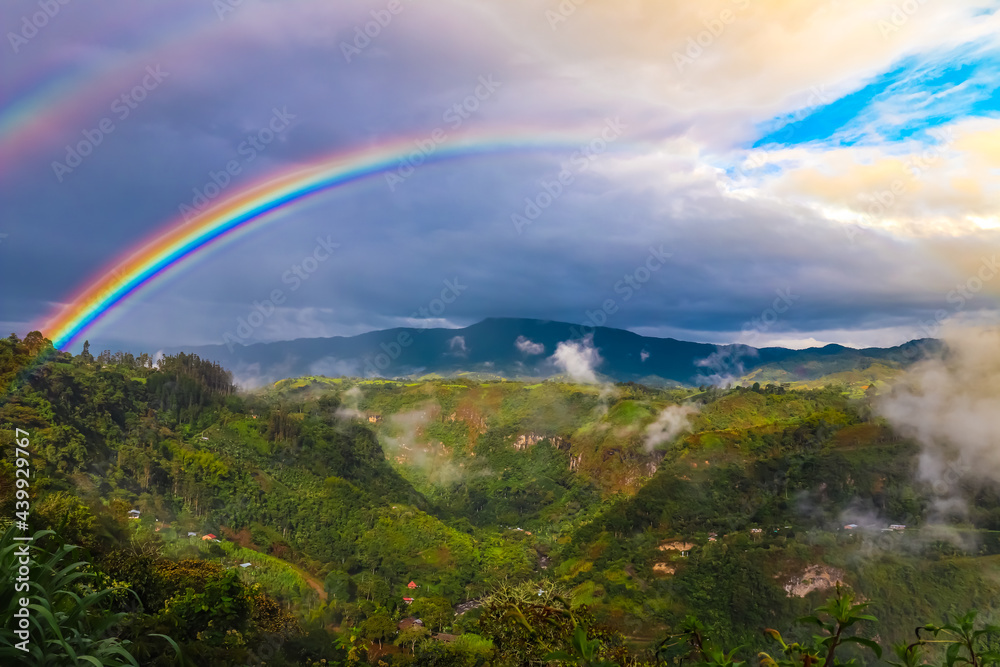 Colombian landscape with a rainbow Colombian landscape with a rainbow