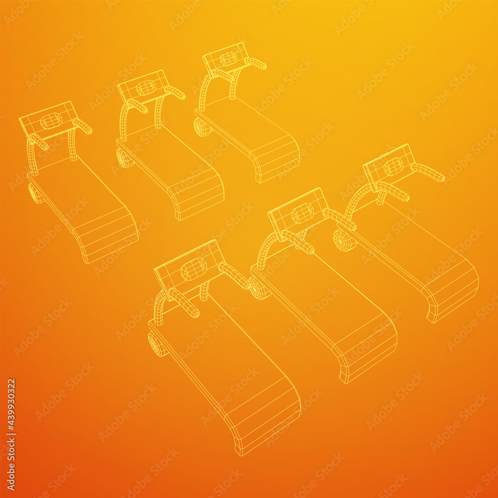 Fototapeta premium Treadmill machine. Gym and fitness equipment. Wireframe low poly mesh vector illustration.
